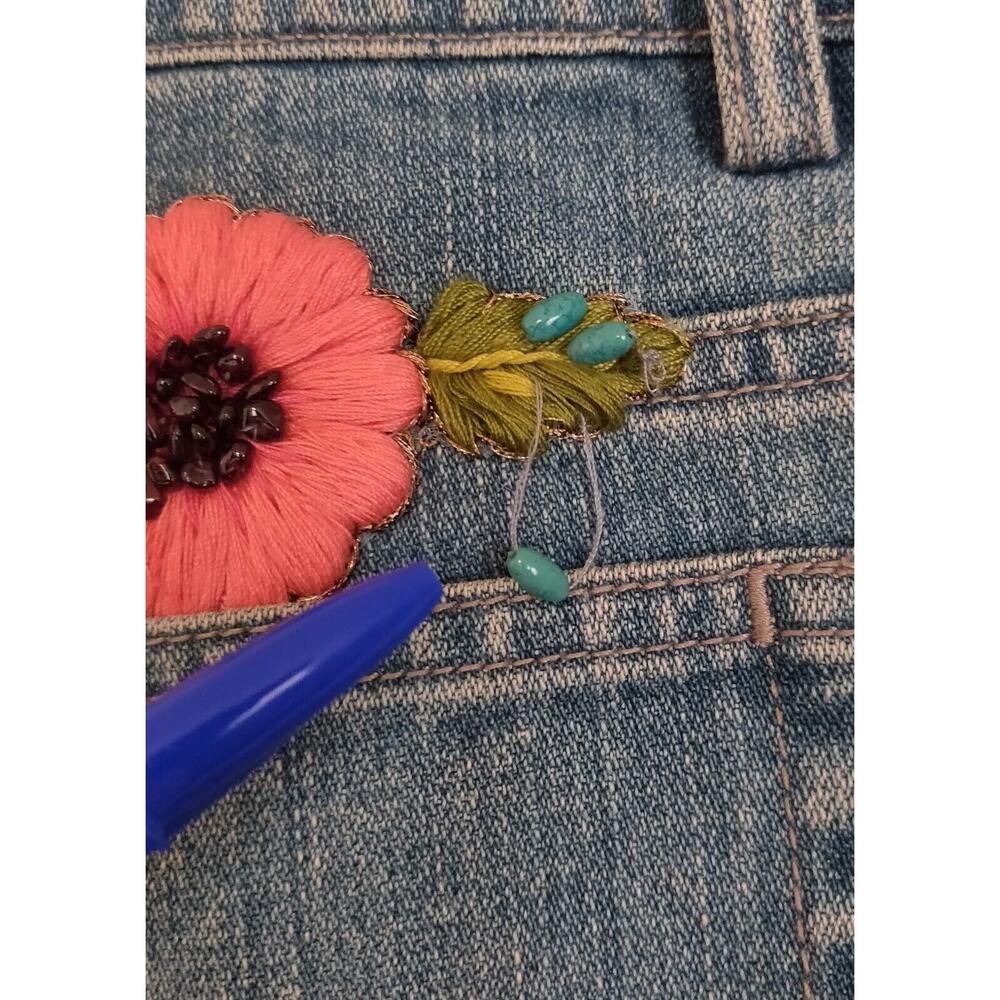 Vintage Y2K Embroidered Denim Jeans Sz 6 Dana Buchman Ileana Boho Boot Cut - Picture 12 of 16